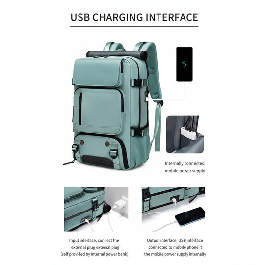 Unisex Reisrugzak met USB-Poort en Schoenenvak 5