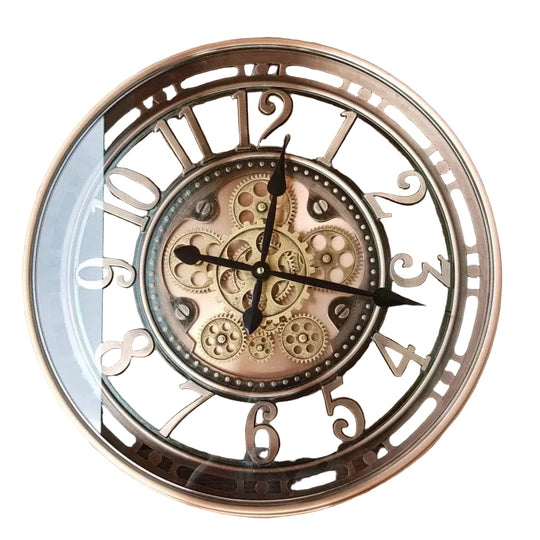 Vintage Wandklok Antiek Design Met Luxe Koperafwerking 0