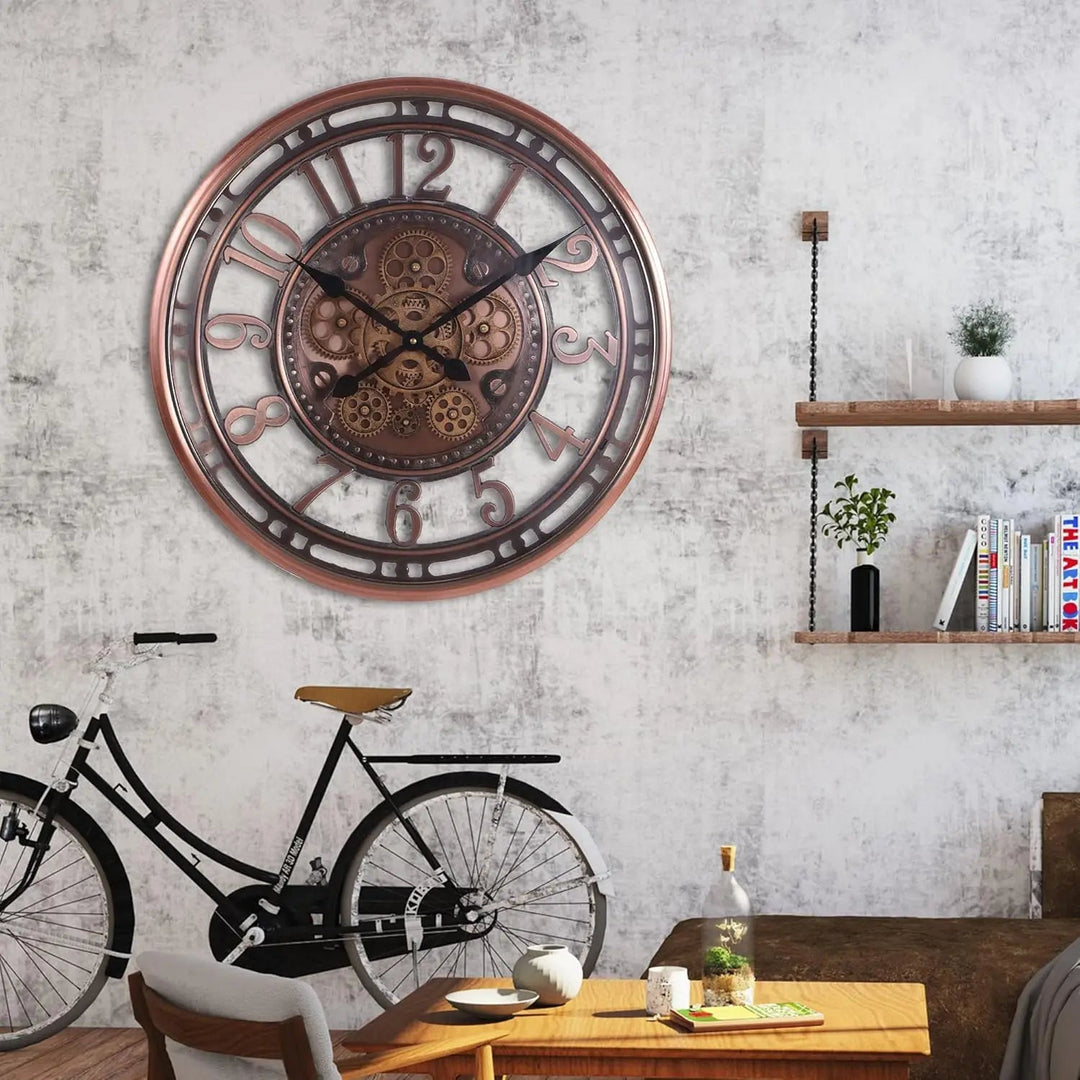 Vintage Wandklok Antiek Design Met Luxe Koperafwerking 5