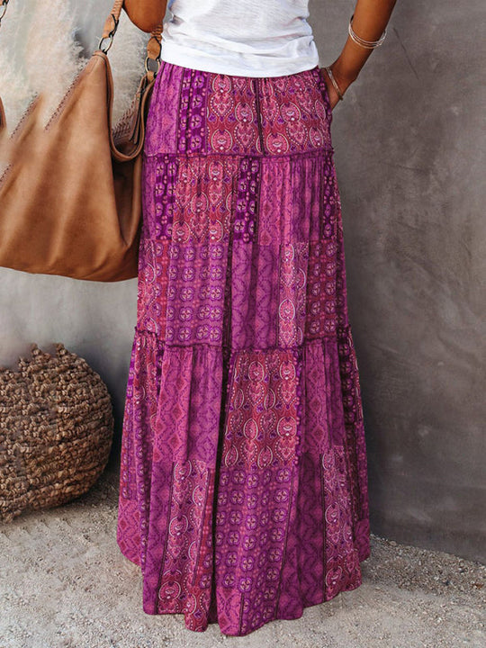 Vrouwen Maxi Rok Bohemian Hoge Taille Casual Polyester 3