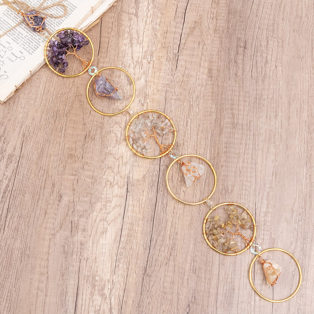 Wanddecoratie Levensboom met Kristallen Ringen 4