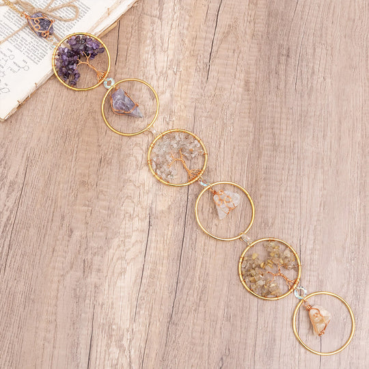 Wanddecoratie Levensboom met Kristallen Ringen 4