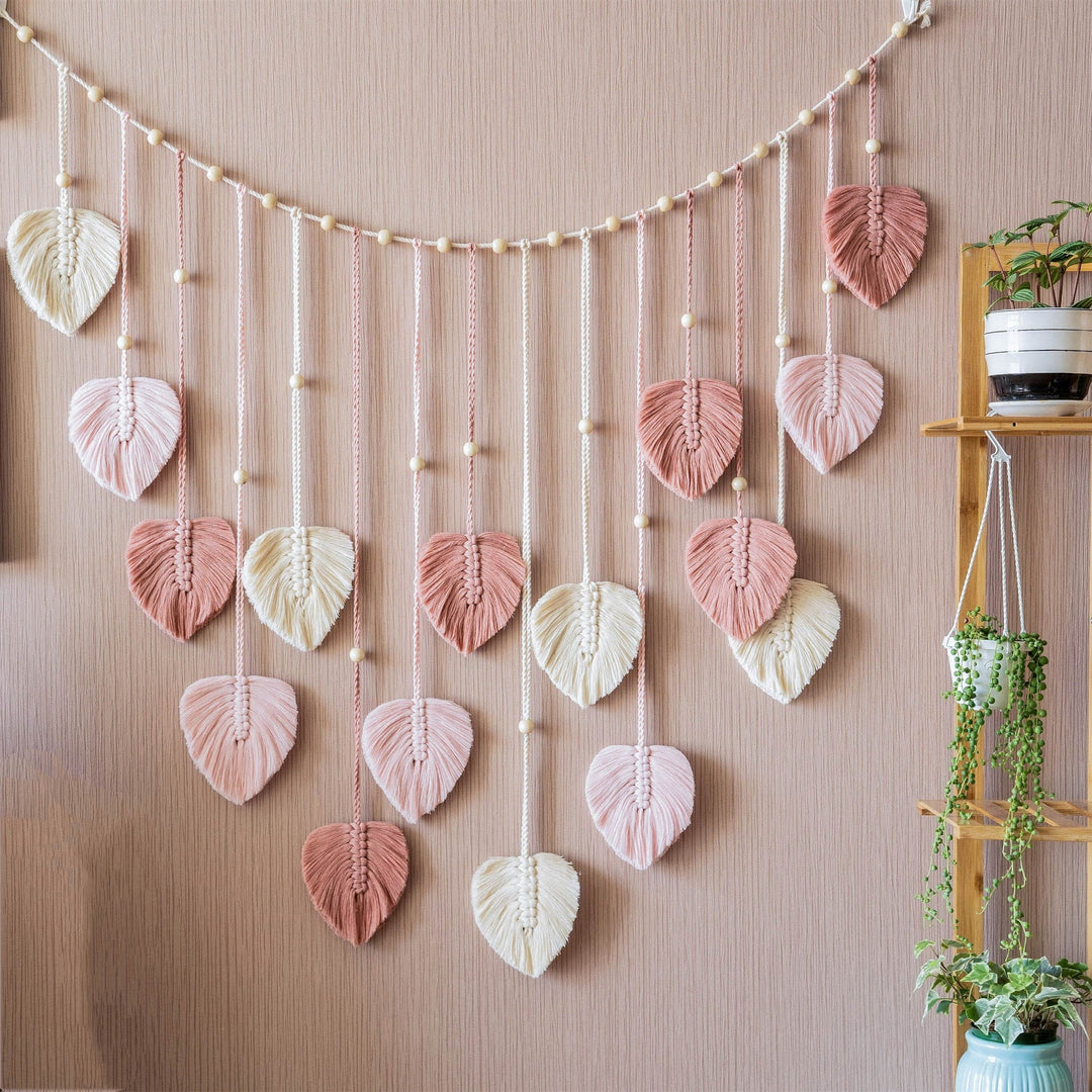 Wanddecoratie Macrame Groene Bladeren voor Woonkamer en Slaapkamer 0
