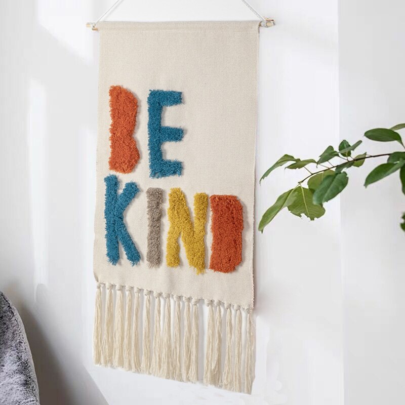 Wandkleed Boho Handgeweven met Kwastjes 6