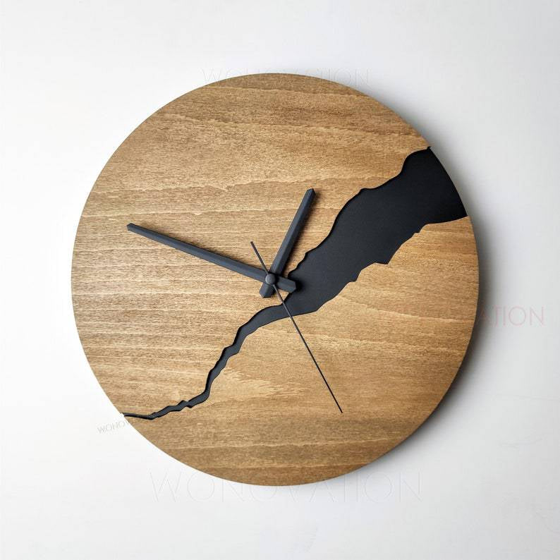 Wandklok Gebarsten Houtstijl Nordic voor een Rustieke Interieur uitstraling 3
