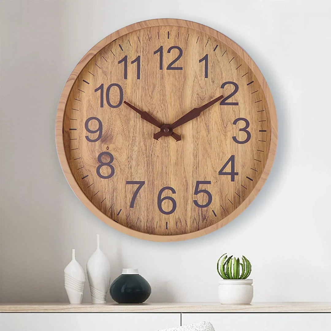 Wandklok Natuurlijke Afwerking Tijdloos Design voor Woonkamer en Slaapkamer 0