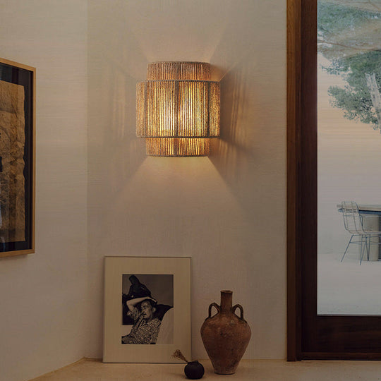 Wandlamp Bohemian Vintage Rotan 0