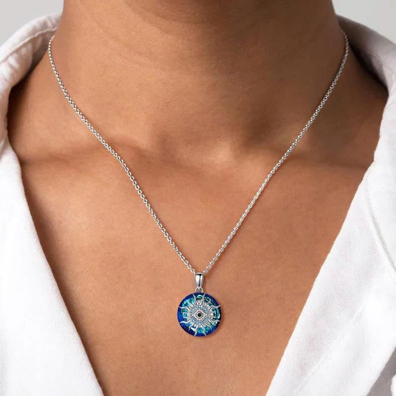 Zilveren Ketting Dames Met Boze Oog Talisman, Spiritueel Ontwerp, Verstelbare Lengte 2