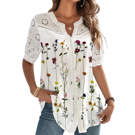 Casual damesblouse met korte mouwen