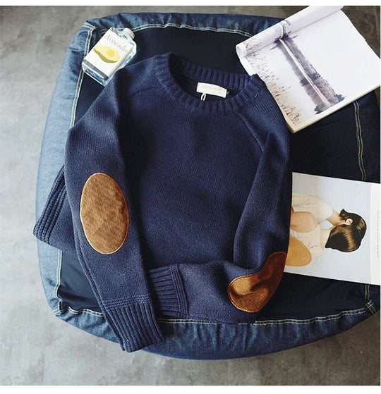 Oversized patchgebreide herensweater