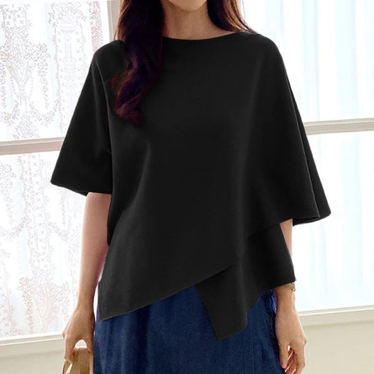 Damesblouse met 3/4 mouwen en ruches