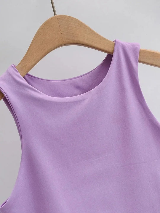 Dames mouwloze O-hals Slim Fit Tank Top