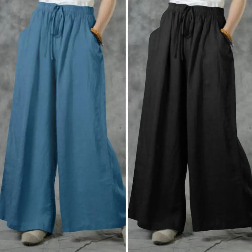 Casual Rechte Broek Met Wijde Pijpen Dames