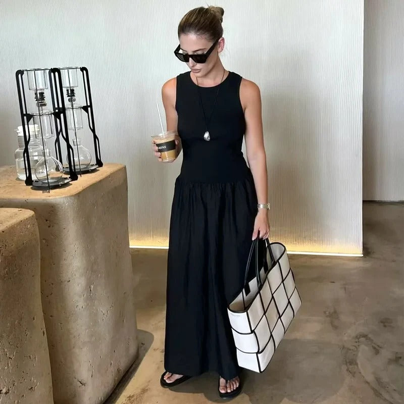 Dames mouwloze elegante maxi jurk