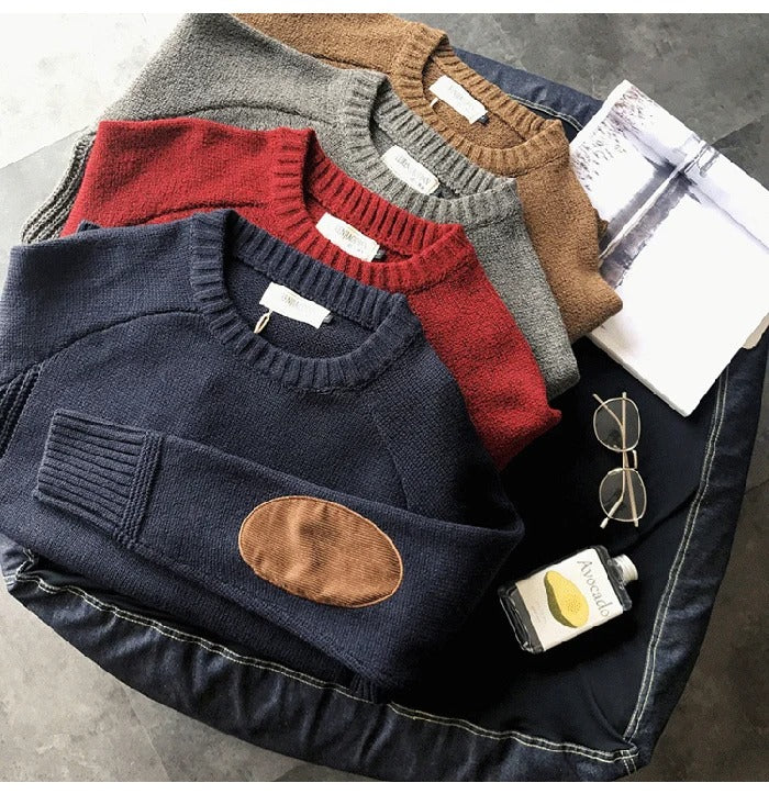 Oversized patchgebreide herensweater