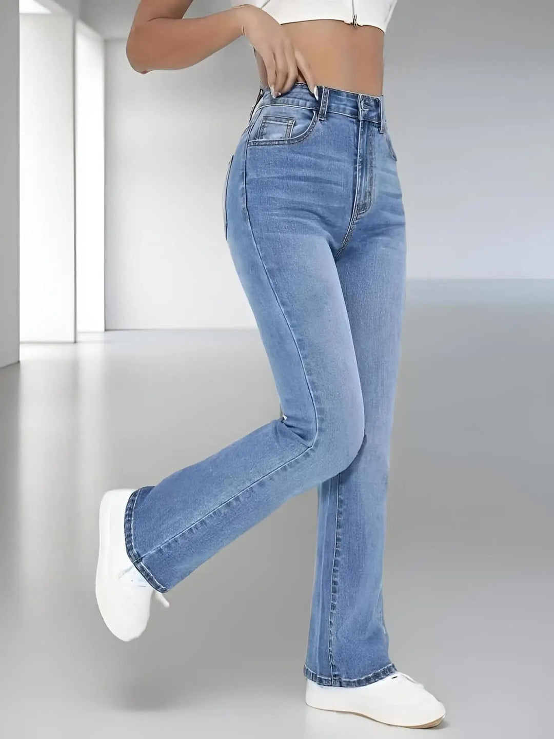 Denim broeken met hoge taille voor dames