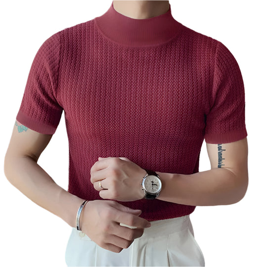 Heren T-shirt met hoge hals en slanke pasvorm