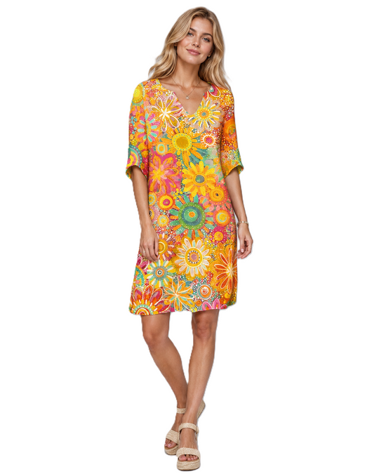 Dames Zomerjurk V-hals Bloemenprint