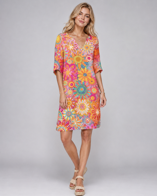 Dames Zomerjurk V-hals Bloemenprint