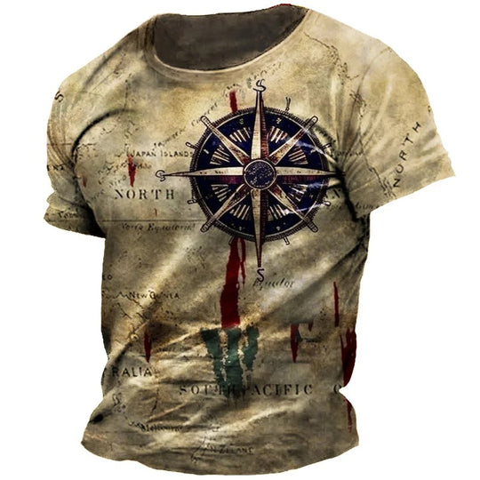 Heren Vintage Kompas T-shirt
