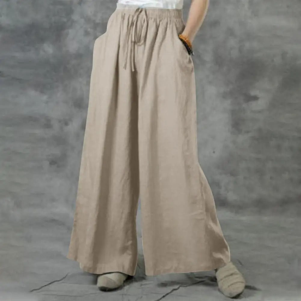 Casual Rechte Broek Met Wijde Pijpen Dames