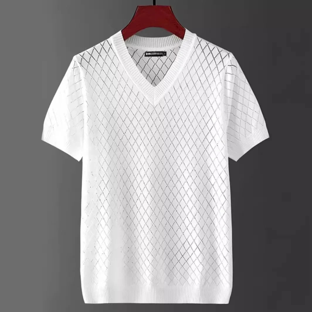 Heren Ice Silk V-hals T-shirt
