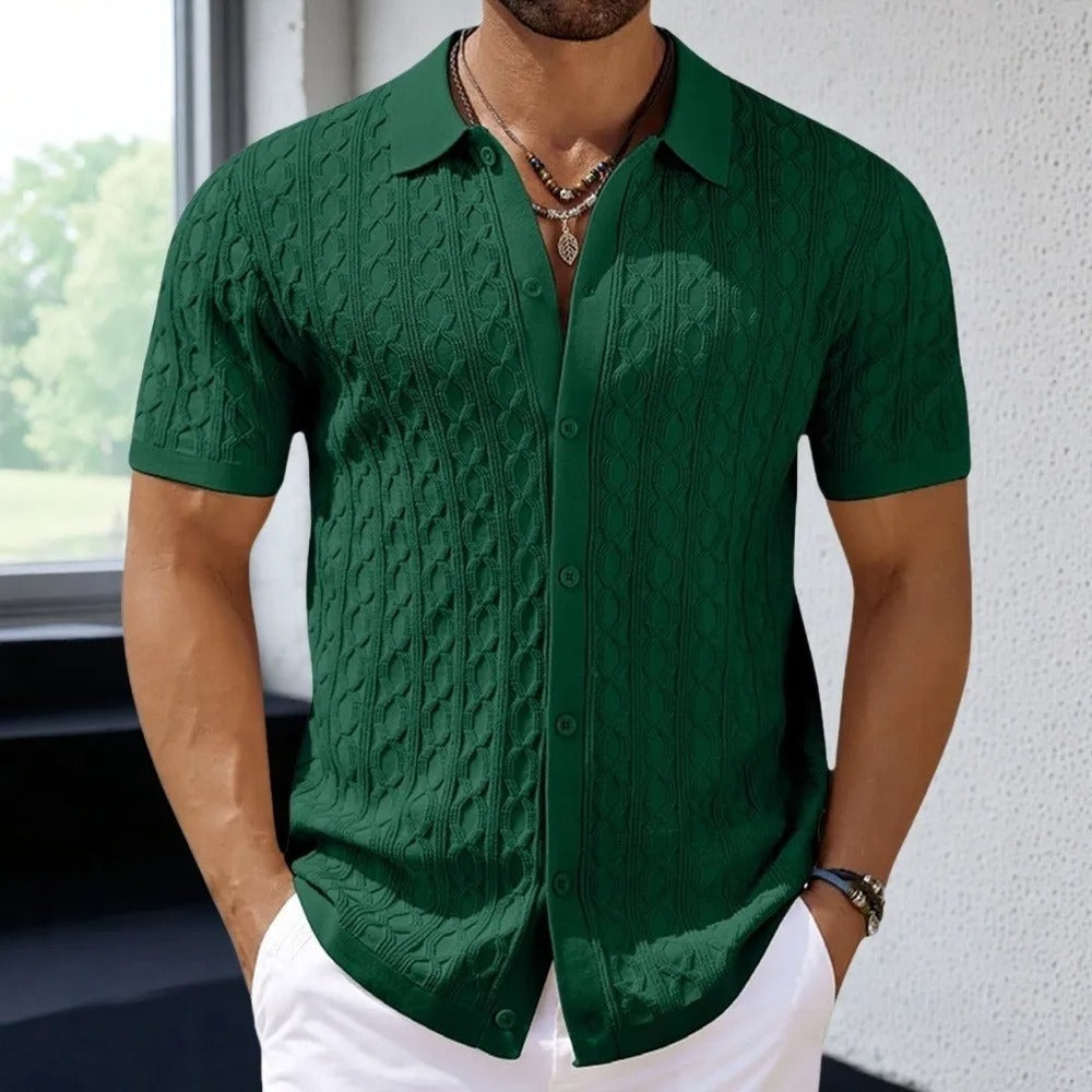 Heren Retro Jacquard Gebreide Polo