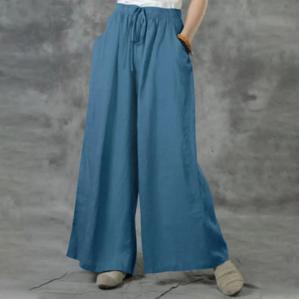 Casual Rechte Broek Met Wijde Pijpen Dames