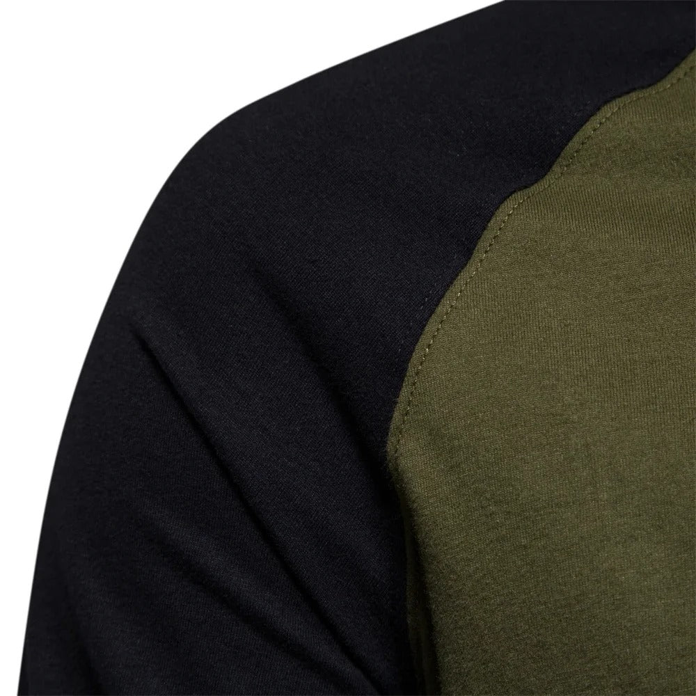 Heren-T-shirt met lange mouwen en patchwork