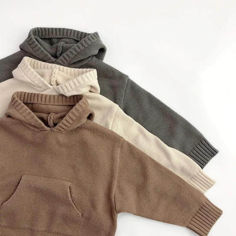 Gebreide hoodie met voorzak voor kinderen