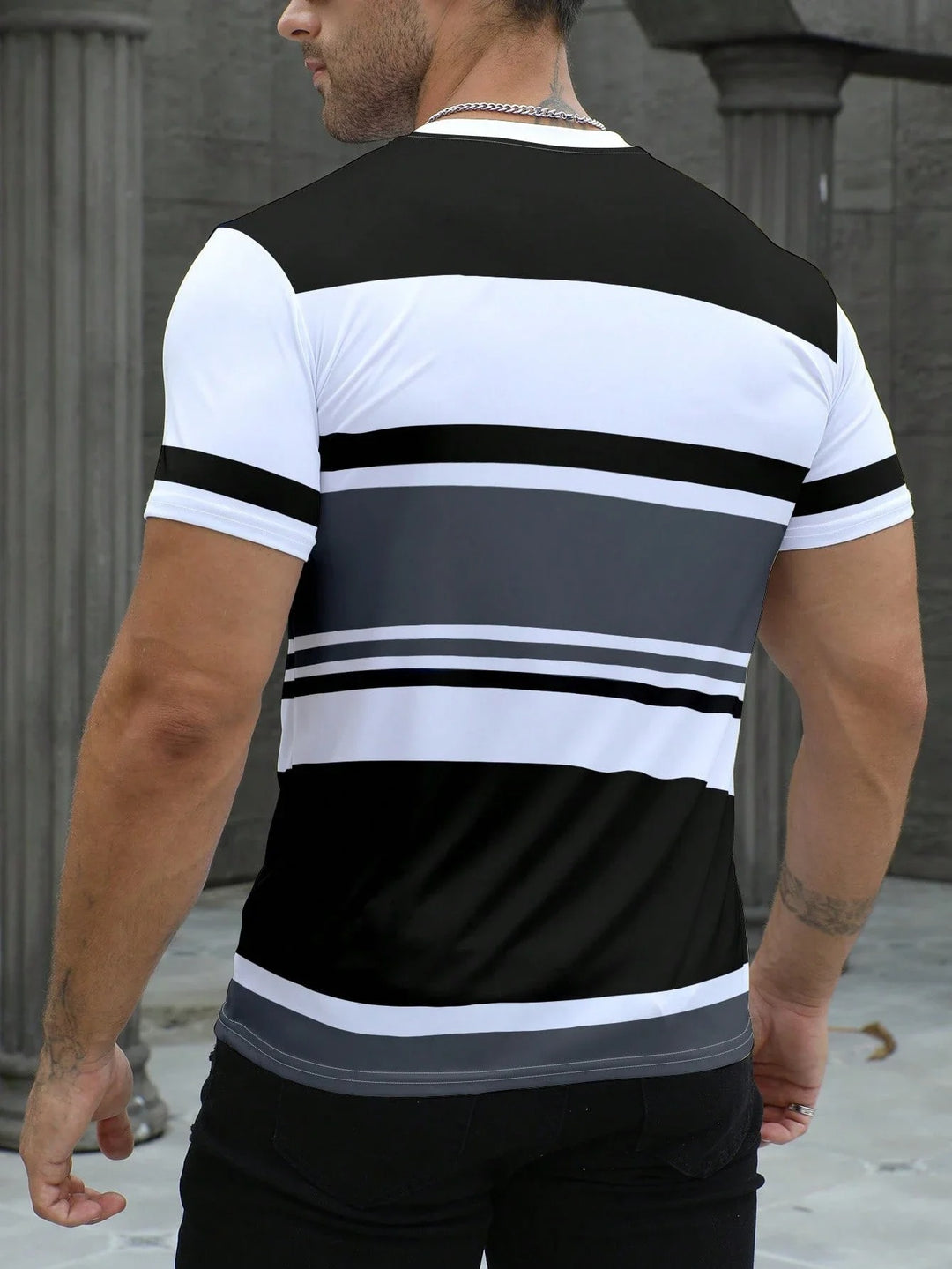 Heren gestreept casual T-shirt