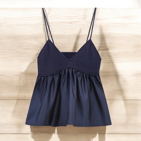 Geplooide kielblouse voor dames met V-hals