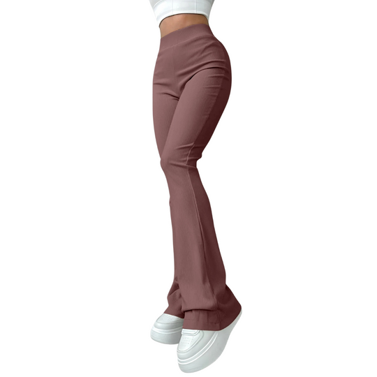 Damesbroek met hoge taille en ribboord