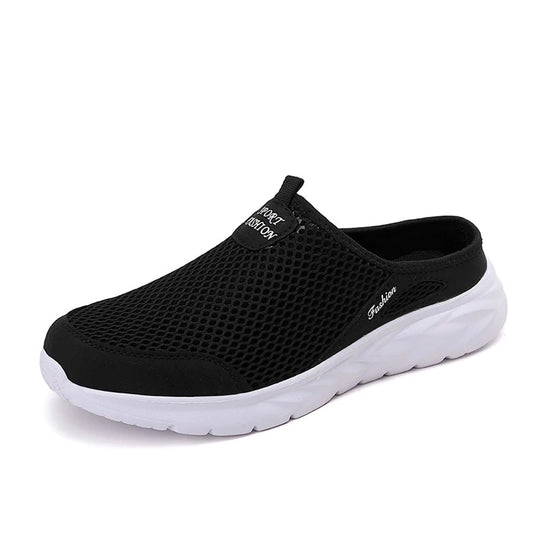 Ademende mesh halve slippers voor heren