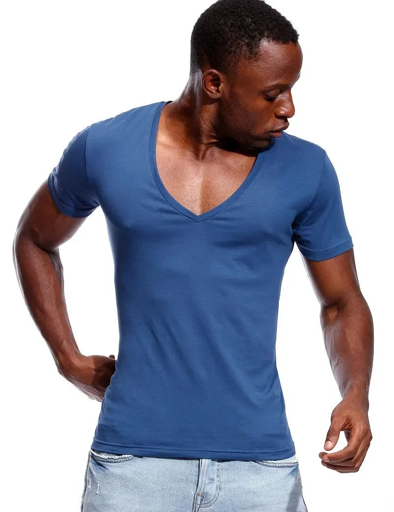 Heren T-shirt met diepe V-hals