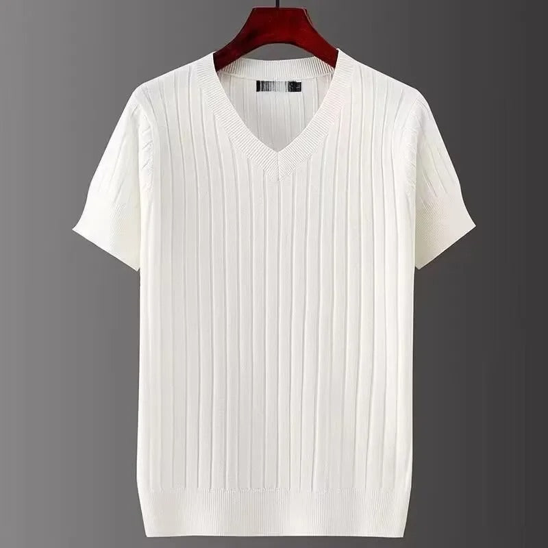 Slim Fit V-hals T-shirt voor heren