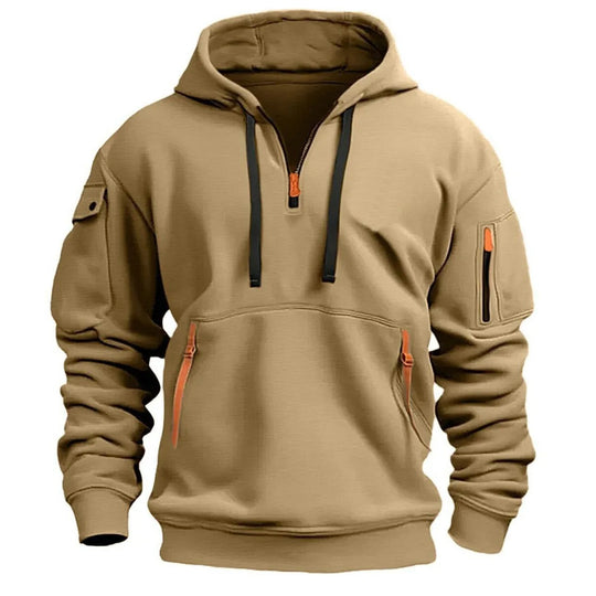 Herensweater met capuchon en meerdere zakken