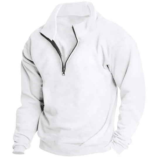 Heren Sweatshirt met halve rits met staande kraag