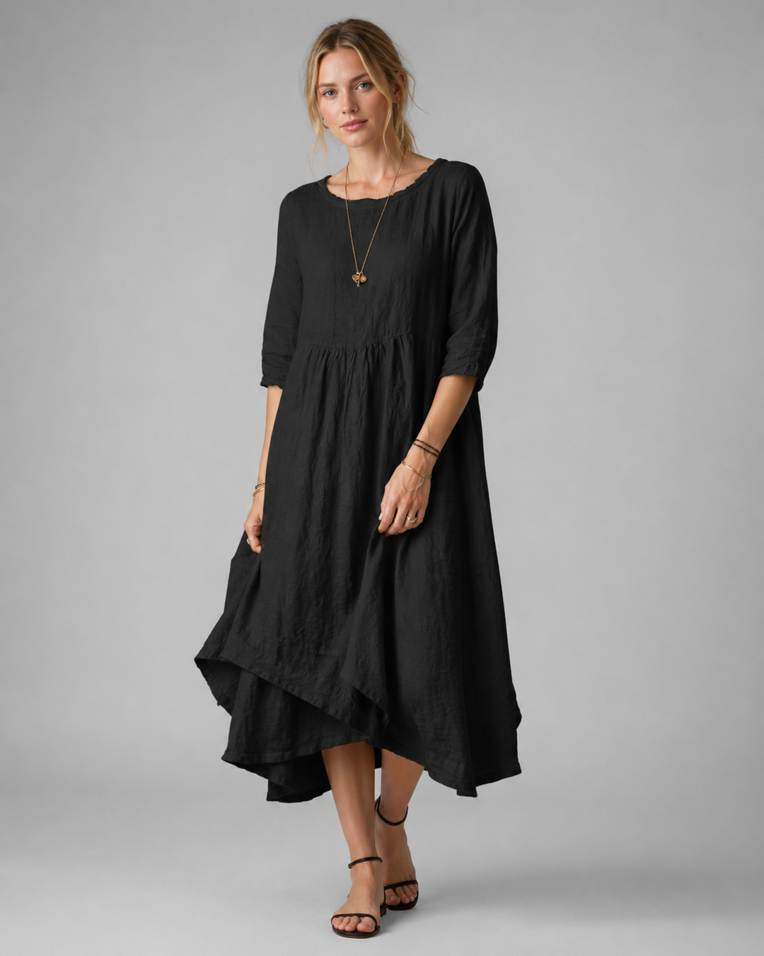 Vrouwen Midi Jurk met Elbowlange Mouwen