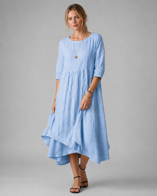 Vrouwen Midi Jurk met Elbowlange Mouwen