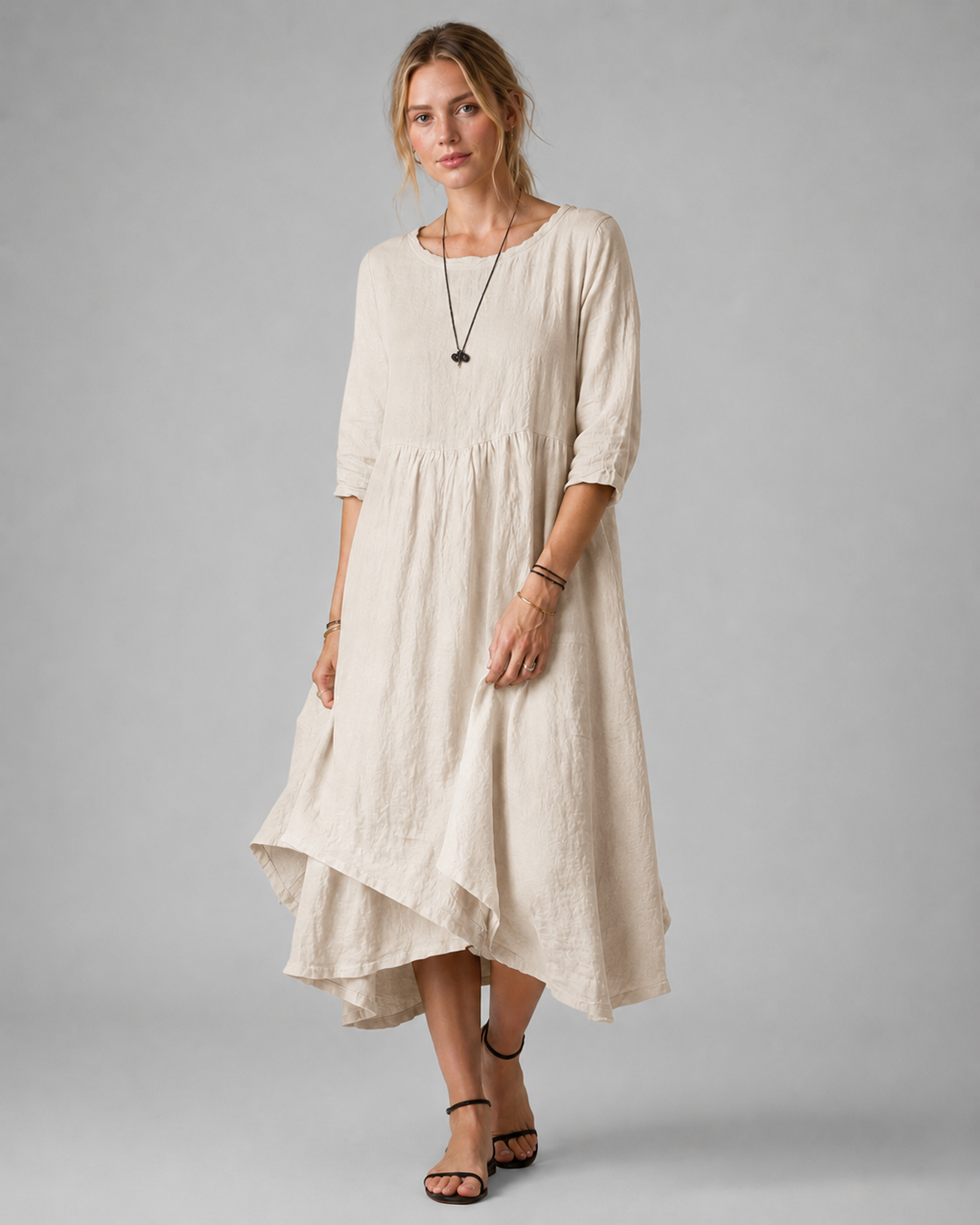 Vrouwen Midi Jurk met Elbowlange Mouwen