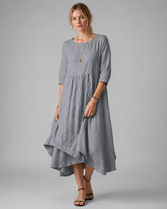 Vrouwen Midi Jurk met Elbowlange Mouwen