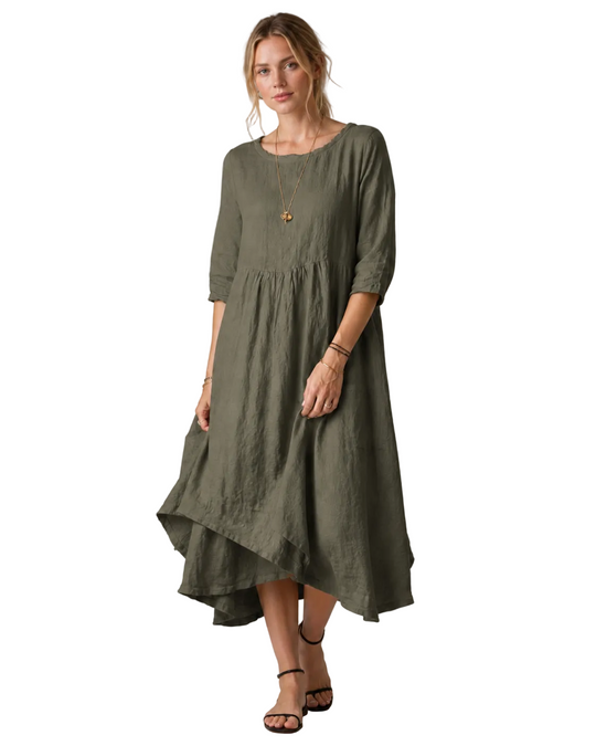 Vrouwen Midi Jurk met Elbowlange Mouwen
