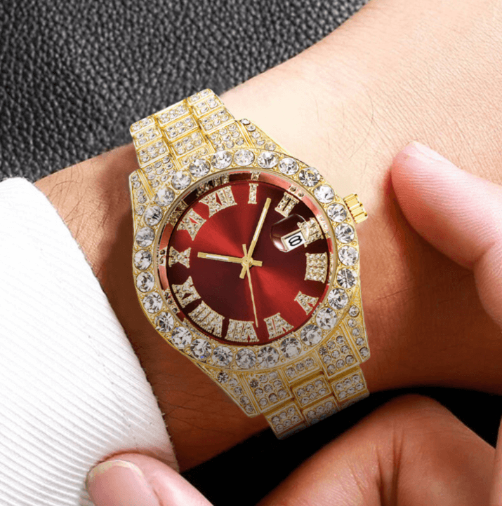Fully Iced Out Roman Numerals Watch