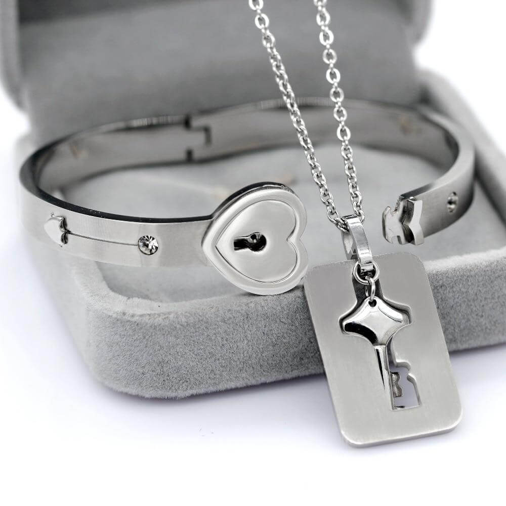 "JE BENT DE SLEUTEL NAAR MIJN HART" Armband + Ketting Set Belleza